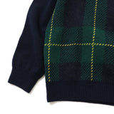 gim 8G英国羊毛チェッククルーニット【Made in Japan】