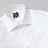 100双織ストライプセミワイドシャツ【Made in Japan】