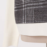 前身チェック切替ニット