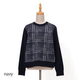 前身チェック切替ニット