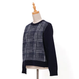 前身チェック切替ニット