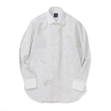 100双ストライプセミワイドクレリックシャツ【Made in Japan】