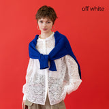 パネルレースバンドカラーシャツ