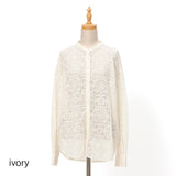 パネルレースバンドカラーシャツ