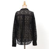 パネルレースバンドカラーシャツ