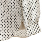 スクエアプリントゴムギャザーネック