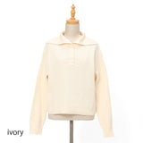 畦編みビッグ襟ニット