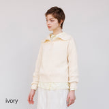 畦編みビッグ襟ニット