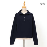 畦編みビッグ襟ニット