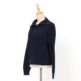 畦編みビッグ襟ニット