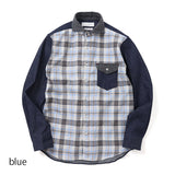 フロントメランジチェックデニムシャツ【Made in Japan】