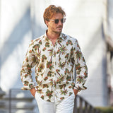 リネンボタニカルプリントシャツ【Made in Japan】