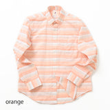 カラミボーダーラウンドボタンダウンシャツ【Made in Japan】