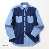 フロントインディゴ抜染プリントシャツ【Made in Japan】