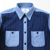 フロントインディゴ抜染プリントシャツ【Made in Japan】