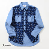 フロントインディゴ抜染プリントシャツ【Made in Japan】