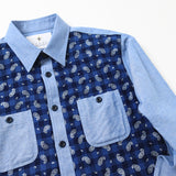 フロントインディゴ抜染プリントシャツ【Made in Japan】