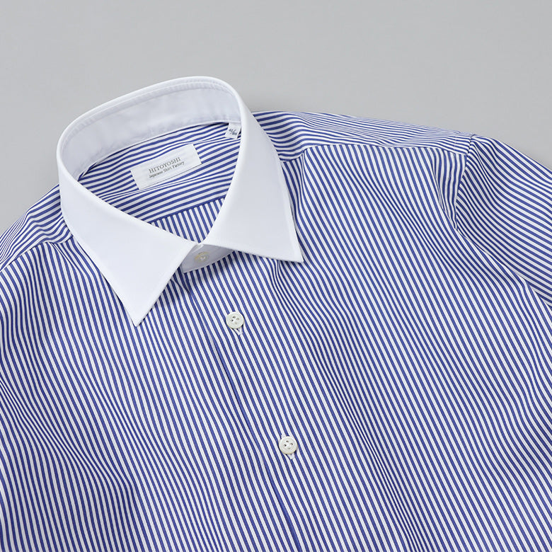 HITOYOSHI ストライプセミワイドクレリック【Made in Japan】