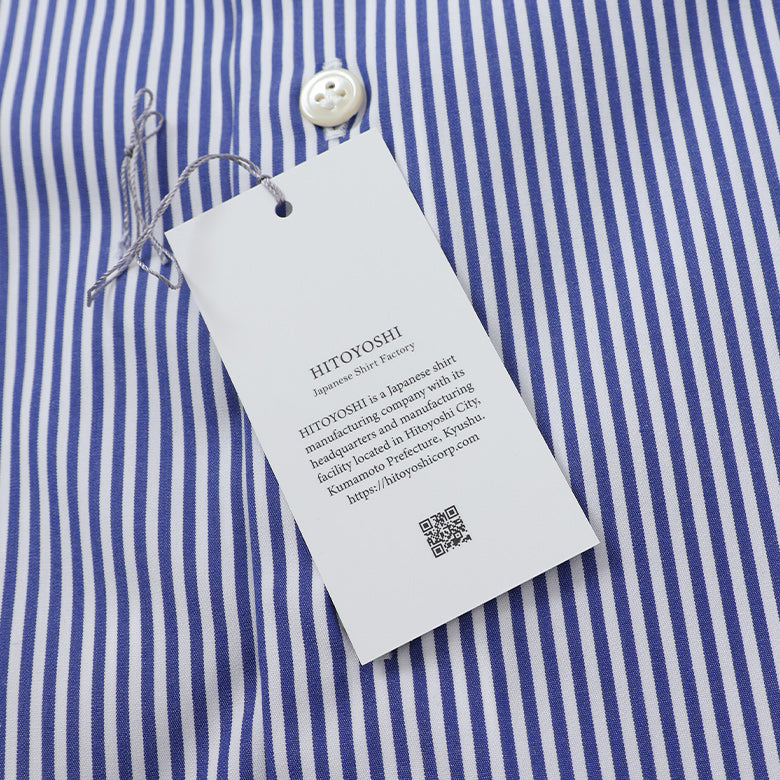 HITOYOSHI ストライプセミワイドクレリック【Made in Japan】
