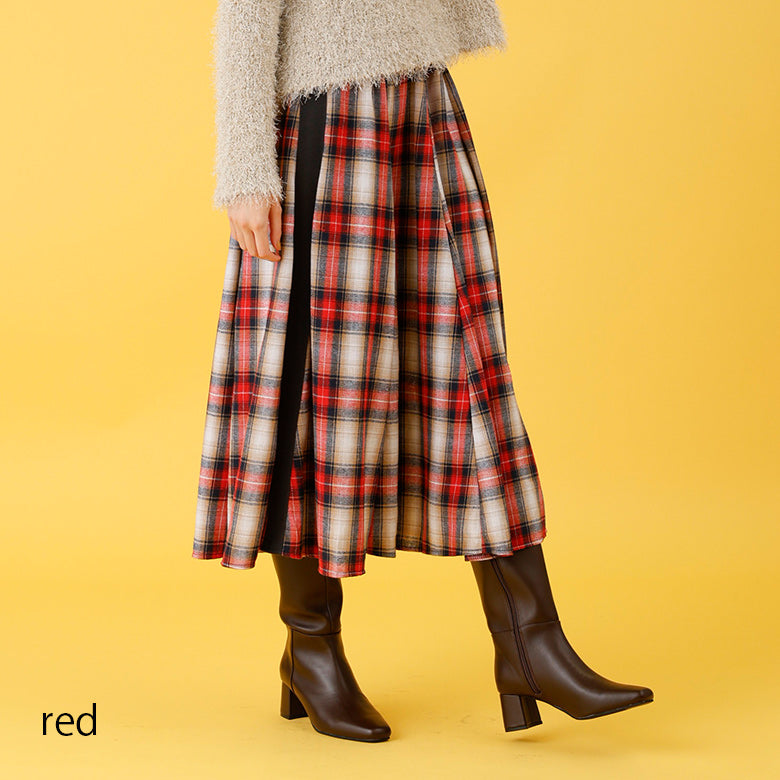 ネルチェックサイドラインスカート