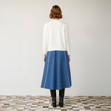 前身チェック切替ニット