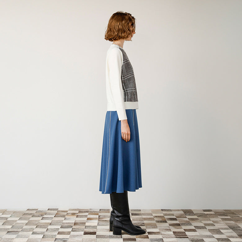 前身チェック切替ニット