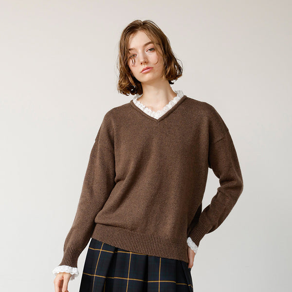 オリジナルタムレース付Vニット