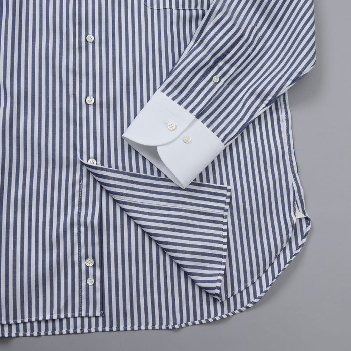 ストライプクレリックセミワイドシャツ【Made in Japan