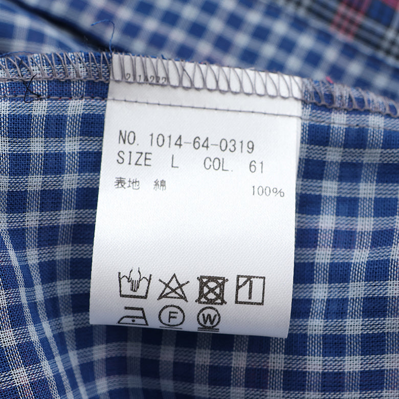 綿100%ダブルガーゼチェックシャツ【Made in Japan】