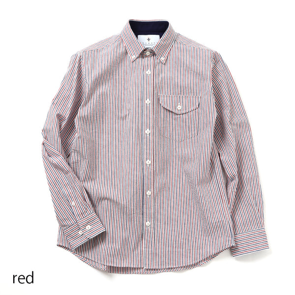 【WEEKDAY】オーバーサイズ シアサッカー ボタンダウンシャツ コットンリネンシアサッカーボタンダウンシャツ【Made in Japan