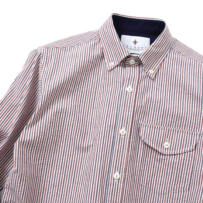 コットンリネンシアサッカーボタンダウンシャツ【Made in Japan