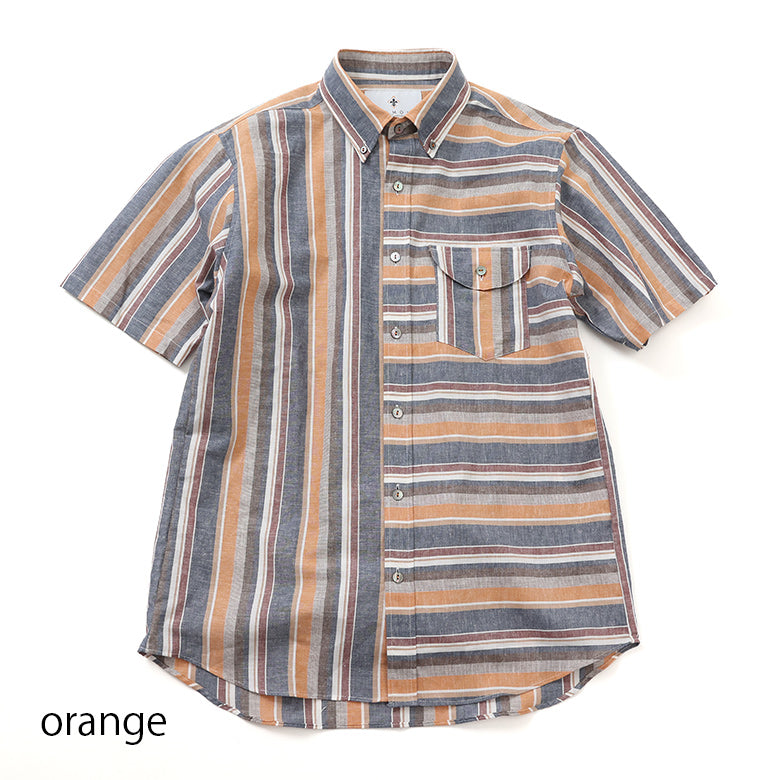 マルチカラーストライプギミックシャツ【Made in Japan】