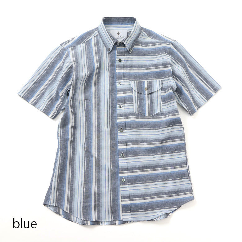 マルチカラーストライプギミックシャツ【Made in Japan】