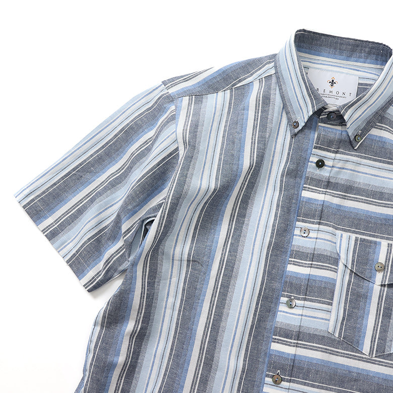マルチカラーストライプギミックシャツ【Made in Japan】