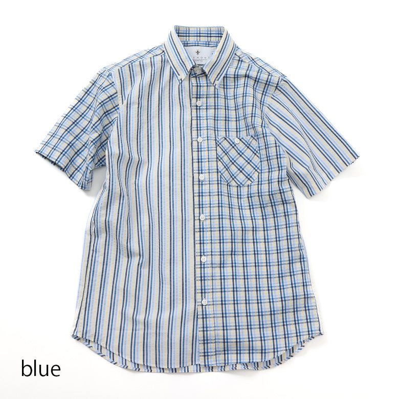 シアサッカー総柄ギミックシャツ【Made in Japan】