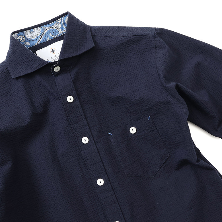 アメリカンコットンシアサッカーシャツ【Made in Japan】