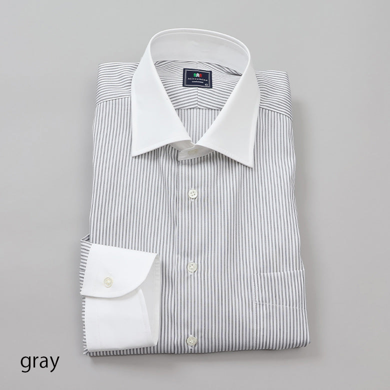 ストライプセミクレリックシャツ【Made in Japan】