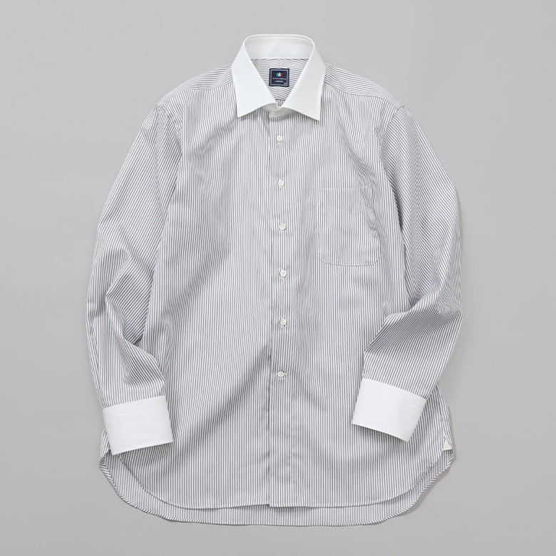 ストライプセミクレリックシャツ【Made in Japan】