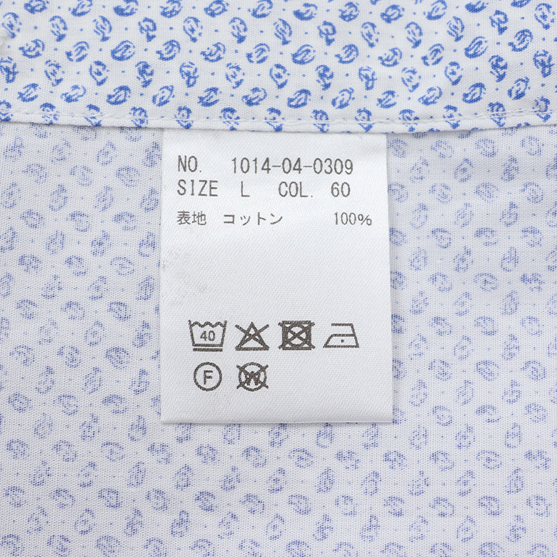 ANDREAZZAブルー小紋ボタンダウンシャツ【Made in Japan】