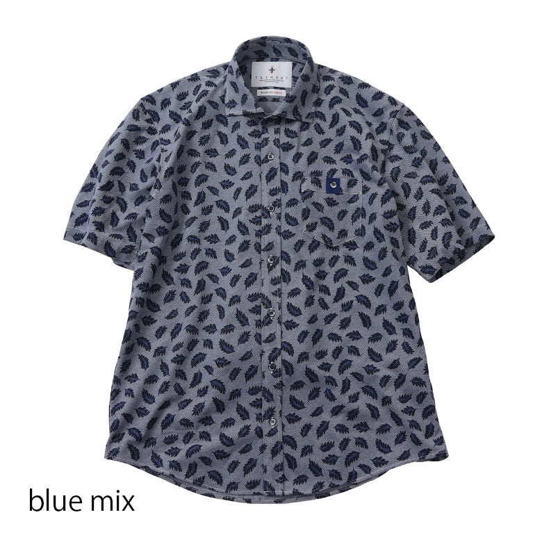 プリントカノコ前開きポロシャツ【Made in Japan】