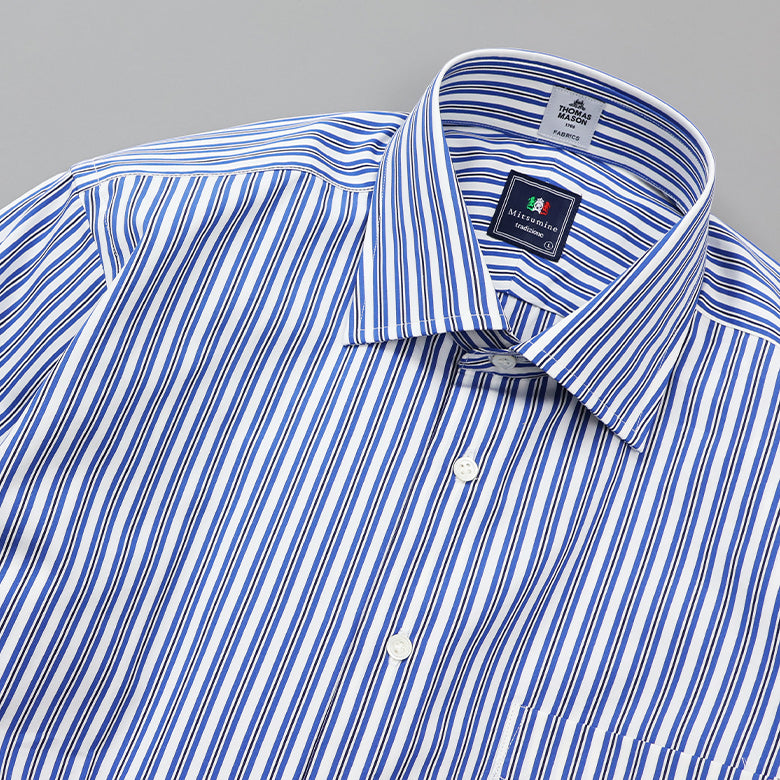 THOMAS MASONロンストセミワイドシャツ【Made in Japan】