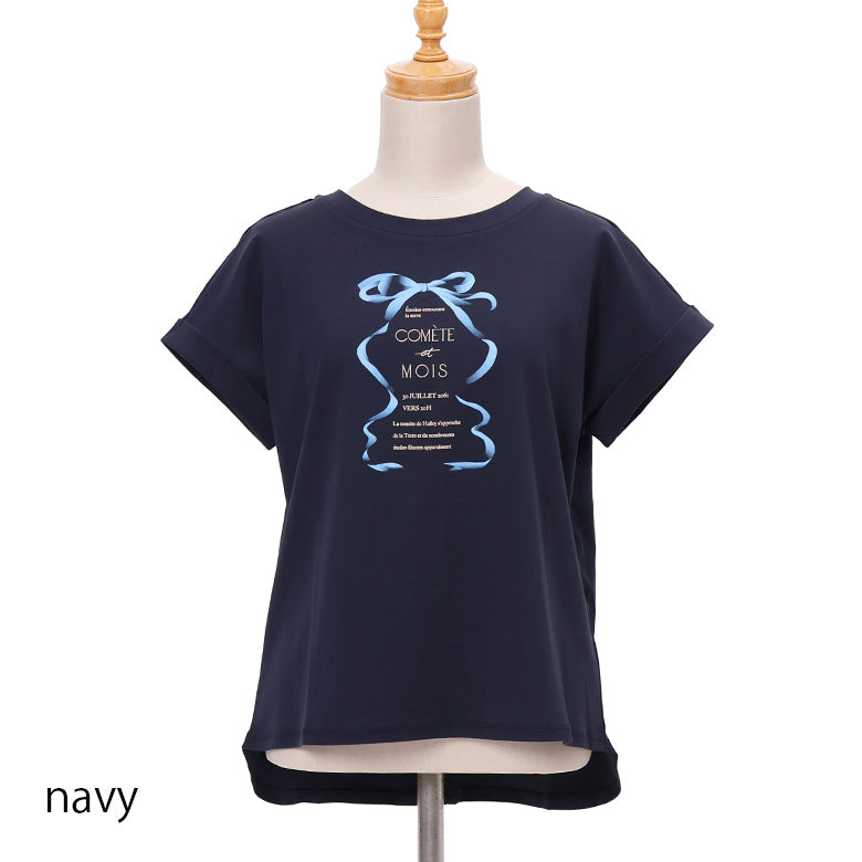 リボンプリントTシャツ