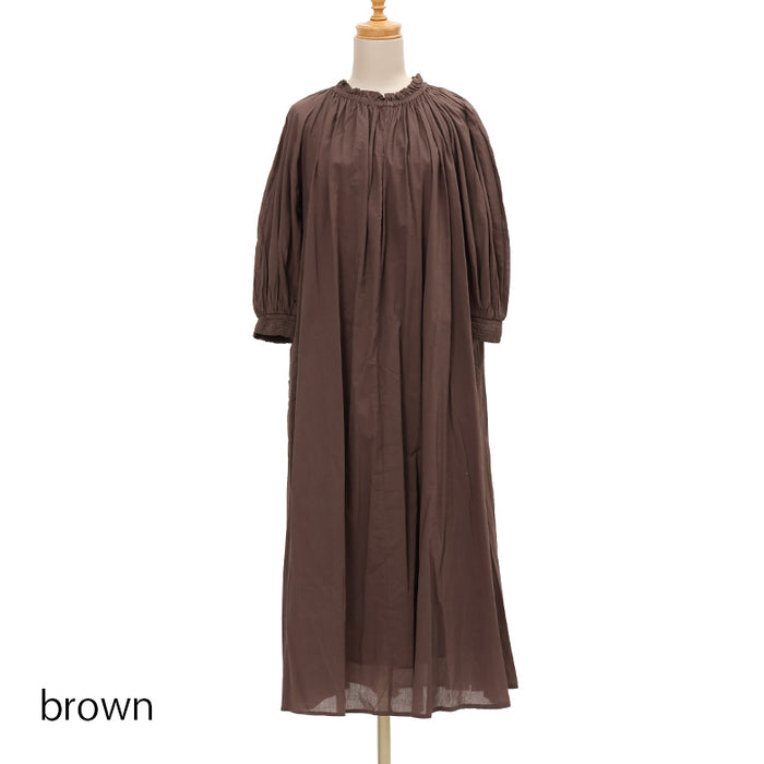 綿ボイルギャザーネックワンピース – Mitsumine Online Shop