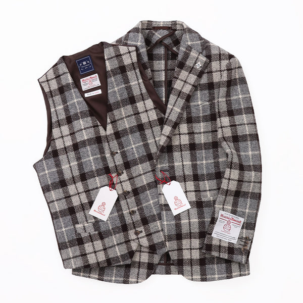 ハリスブラウンチェックベスト【Made in Japan】