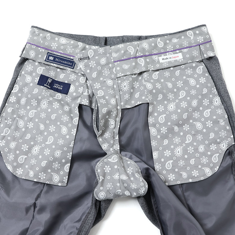 【尾州】カシミヤ混ストレッチフラノ無地（ノータック）【Made in Japan】