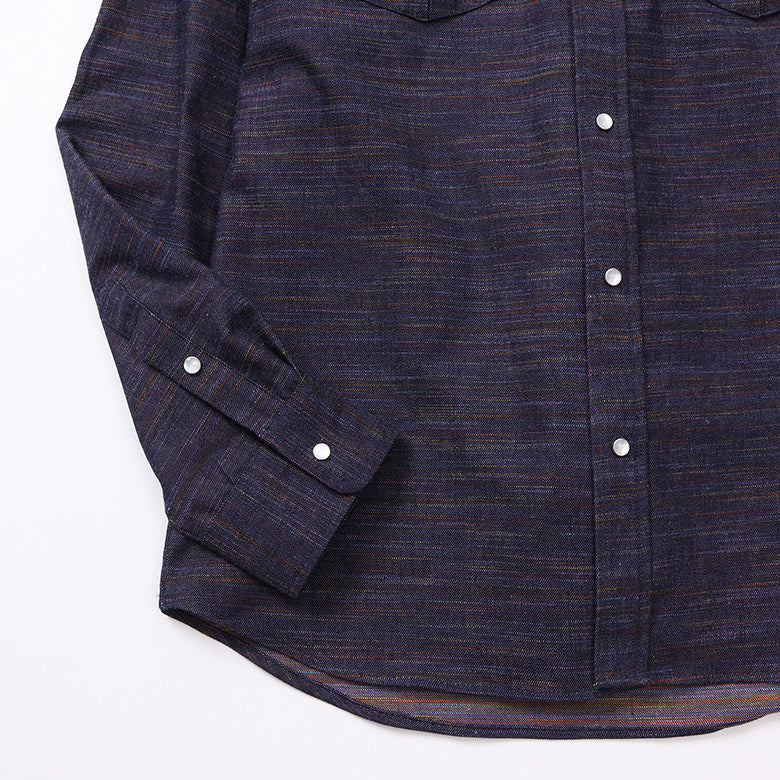 マルチカラーデニムバンドカラーシャツ【Made in Japan】