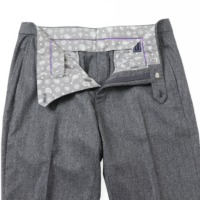 尾州】カシミヤ混ストレッチヘリンボーン パンツ（ノータック）【Made