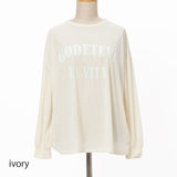 ロゴプリントベロアロンTシャツ