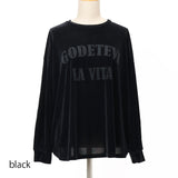 ロゴプリントベロアロンTシャツ