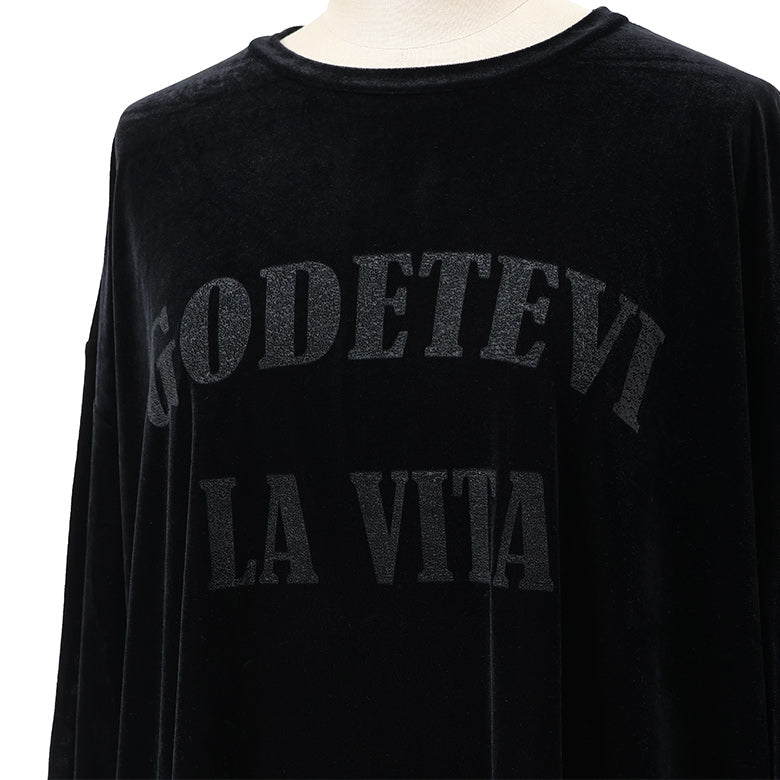ロゴプリントベロアロンTシャツ